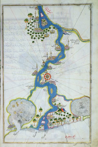 Map of the Nile from the Kitab-I Bahriye by Piri Reis